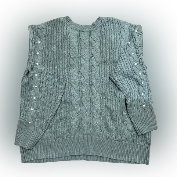 Joe Fresh Pearl stuffed grey cable knit sweater - Picture 2 of 4